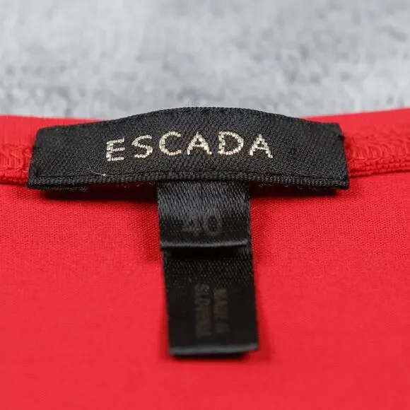 ESCADA Scoop Neck Short Sleeve‎ Tee Nylon Stretch Jersey Top Red Sz 40 US 10 - Picture 3 of 5